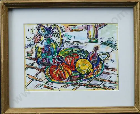 UNKNOWN Artist - Still Life - Jug and Fruit Image 1++