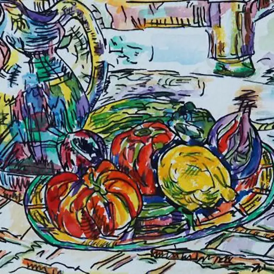 UNKNOWN Artist - Still Life - Jug and Fruit