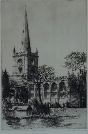 UNKNOWN Artist (A49) - Where Shakespeare Sleeps - Holy Trinity Church - Stratford Upon Avon Image 1++