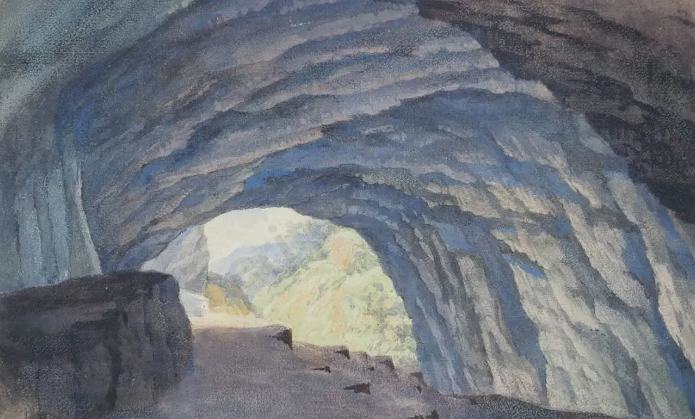 HIGH PEAK Caves, Derbyshire - Unknown artist - Entrance to the High Peak Caves, Derbyshire 19th Cent. Image 1++
