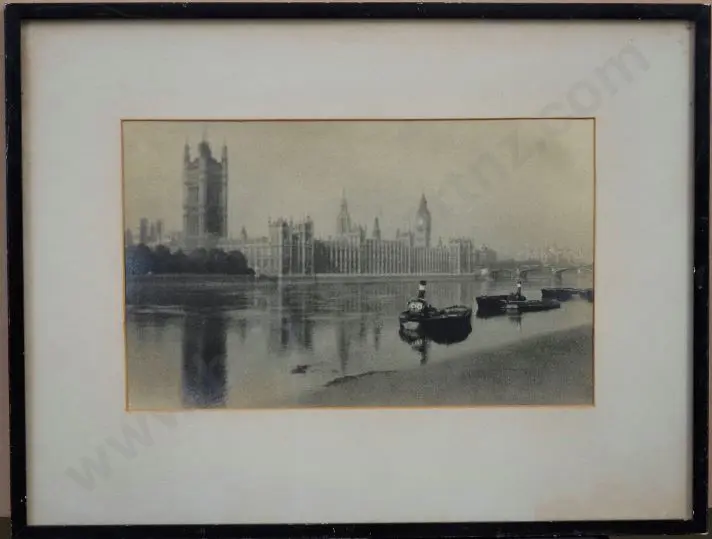 UNKNOWN Photographer - Tugs on the Thames facing Houses of Parliament Image 1++