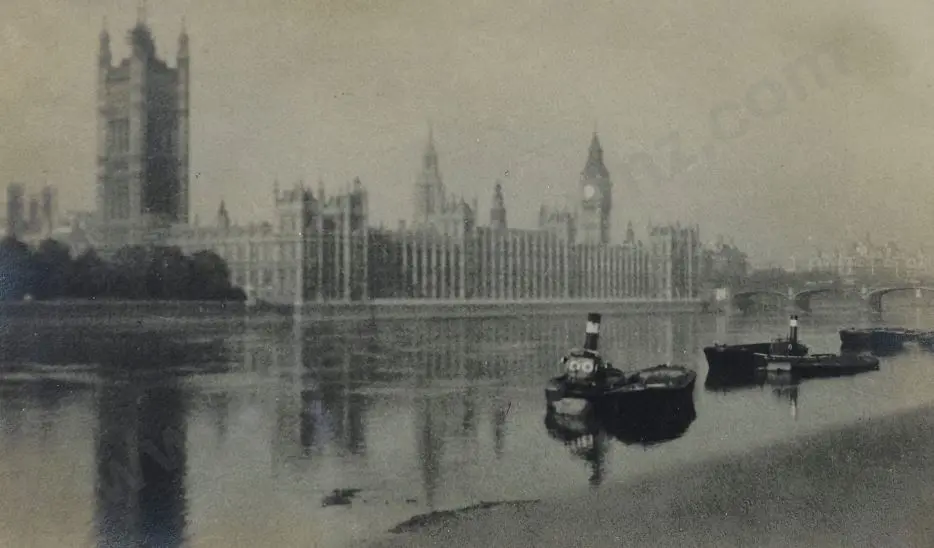 UNKNOWN Photographer - Tugs on the Thames facing Houses of Parliament Image 1++