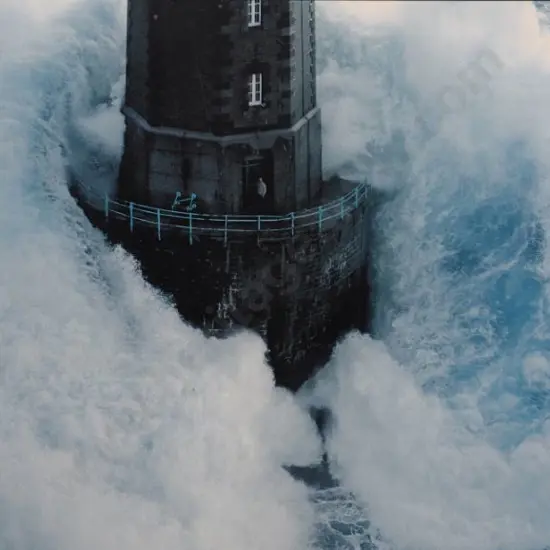 GUICHARD, Jean (1952-) - Lighthouse with Crashing Waves