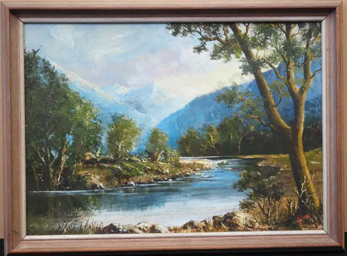 UNKNOWN Artist - River & Mountain with Trees Image 1++