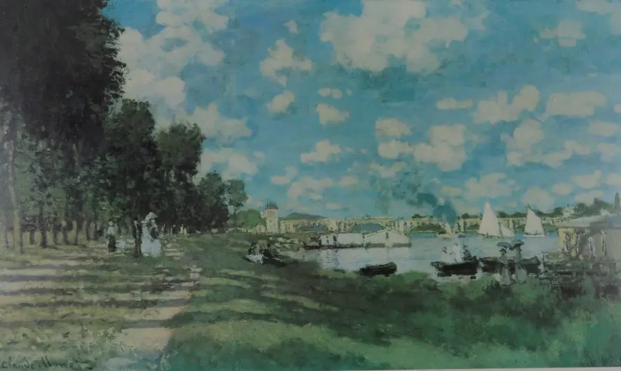 MONET, Claude (1840-1926) + 1 other print - At the Lake - Picknickers and boats Image 1++