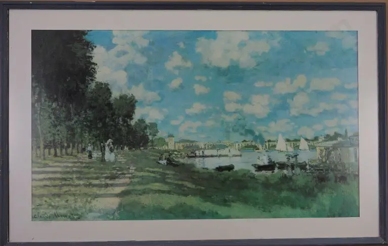 MONET, Claude (1840-1926) + 1 other print - At the Lake - Picknickers and boats Image 1++