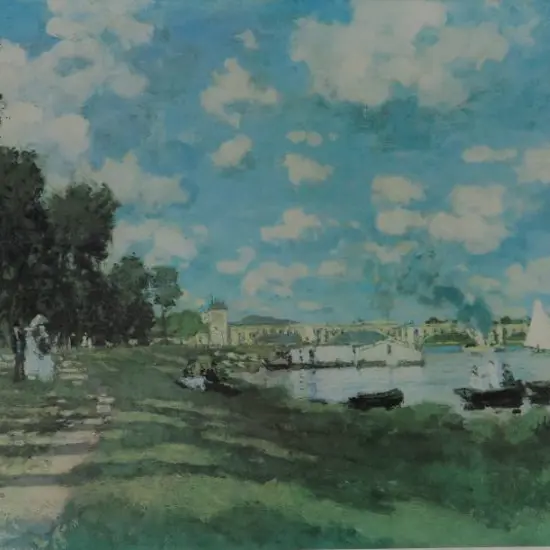 MONET, Claude (1840-1926) + 1 other print - At the Lake - Picknickers and boats