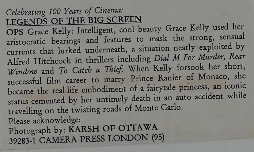 KARSH, Yousuf (1908-2002) - Grace Kelly, Actress Image 1++