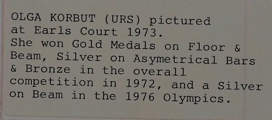 KORBUT, Olga (1955-) - Photo - Earls Court 1973 Image 1++