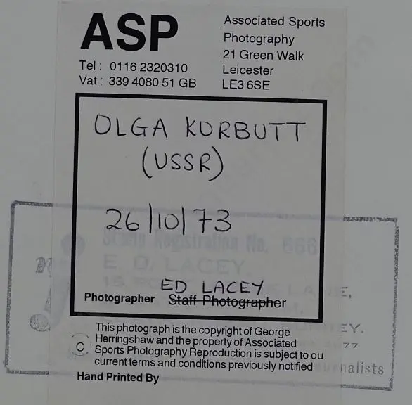 KORBUT, Olga (1955-) - Photo by E.D. Lacey Image 1++