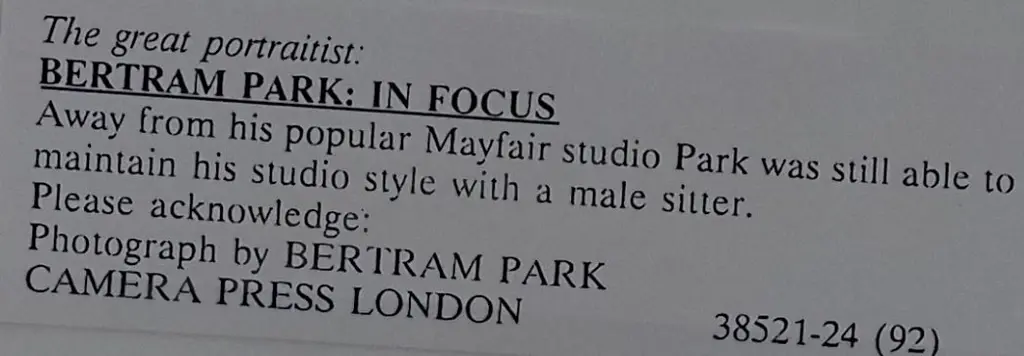 PARK, Bertram (1883-1972) - Bertram Park, Society Photographer (self portrait) Image 1++