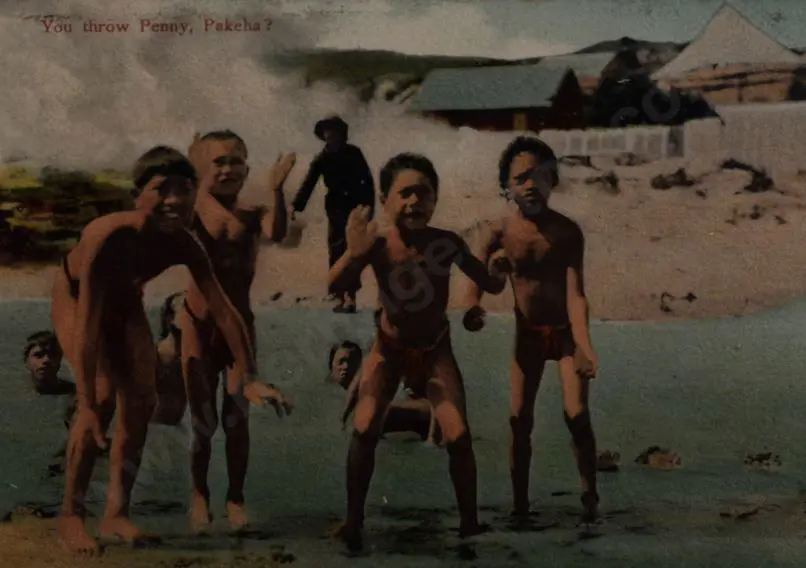 UNKNOWN Photographer - You Throw Penny Pakeha - Early 20th Cent. -2 Image 1++