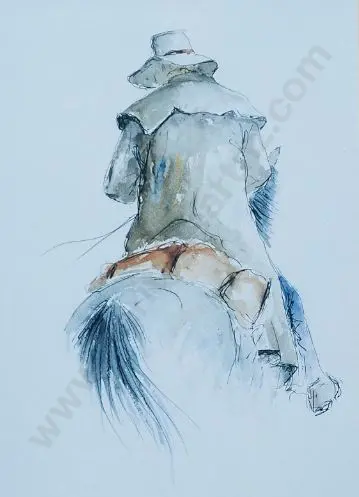 PONDER, Mike (1943-) - Drover on Horseback Image 1++