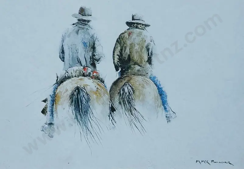PONDER, Mike (1943-) - Two Drovers on Horseback Image 1++