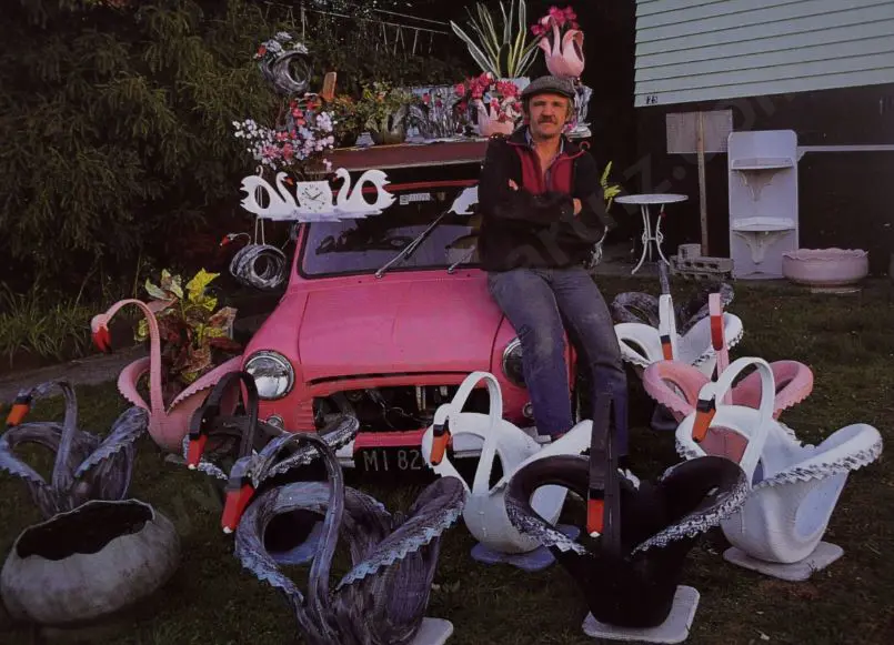 UNKNOWN Photographer - Pink Car, Antique Dealer & Swans Image 1++