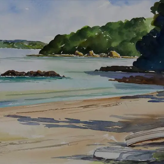 LAWRIE, Cherry - Coastal Landscape with Yachts