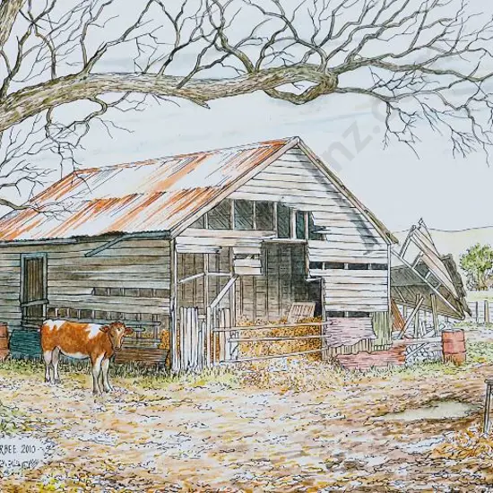 BATTARBEE, David (1939-) - Old Barn, Papaiti, Whanganui