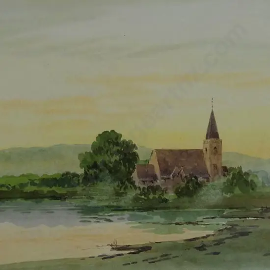 CARLTON, Rix (1890-1962) - Church by Pond