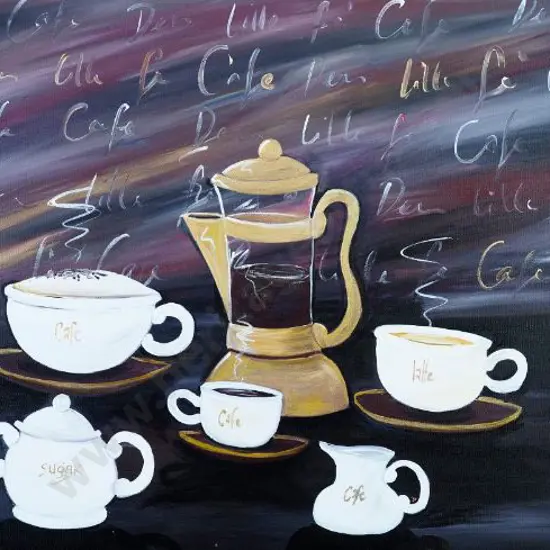 DRAYTON, Tina - Coffee Service (Steaming cups of Coffee with Plunger)