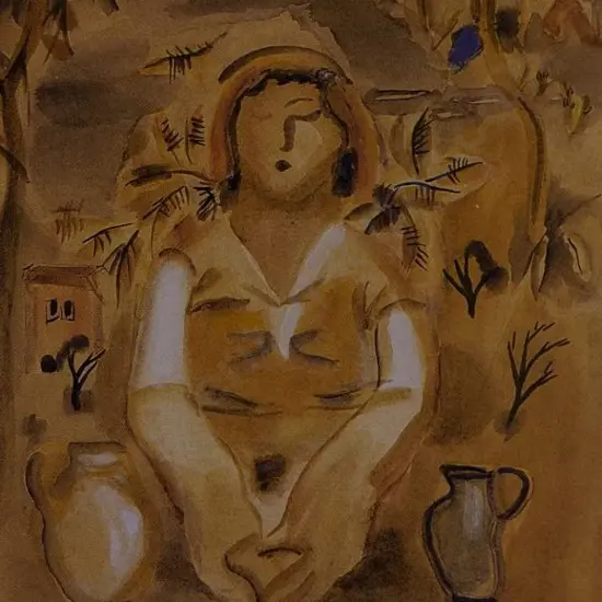 HODGKINS, Frances (1869-1947) - Girl Washing Linen, c.1933