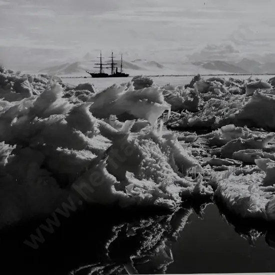 PONTING, Herbert (1870-1935) - Scott's Ship, the Terra Nova, in Open Water, Surrounded by Ice, 1910