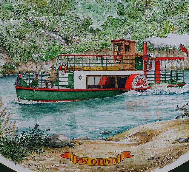 BATTARBEE, David (1939-) - The P.W. Otunui, Whanganui Image 1++