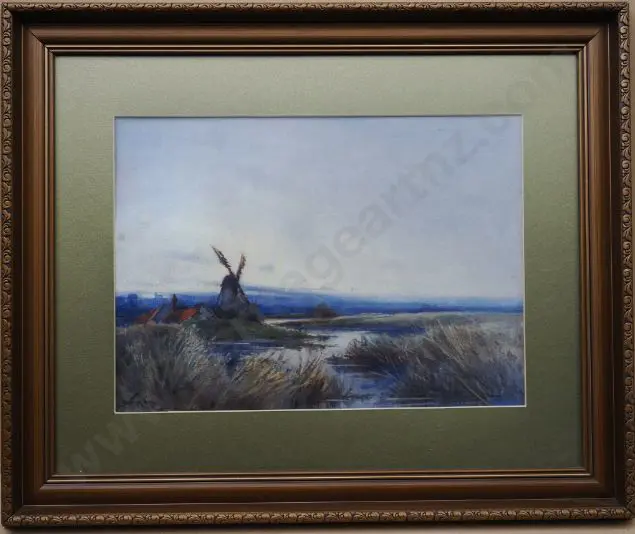 HILES, Bartram (1872-1927) - Windmill in Landscape Image 1++