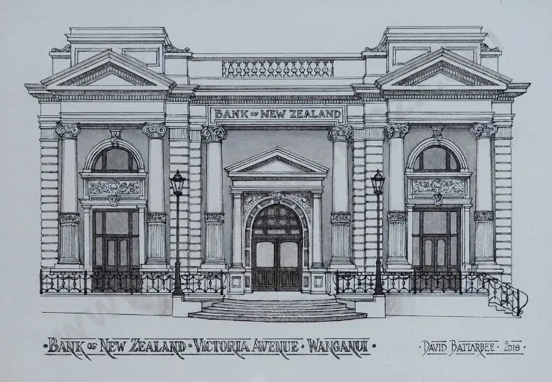 BATTARBEE, David (1939-) - Bank of New Zealand, Victoria Ave, Whanganui Image 1++