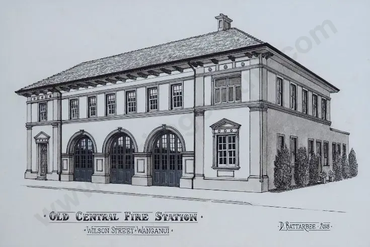 BATTARBEE, David (1939-) - Old Central Fire Station, Wilson Street, Whanganui Image 1++