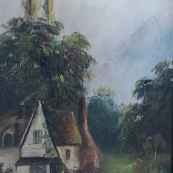 WILSON, T.A. (Active early 20th Cent.) - Two Swans and a Cottage