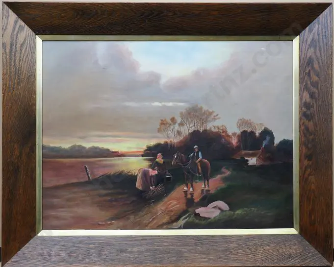 UNKNOWN Artist - Working until Sunset - Girls gathering Twigs Image 1++