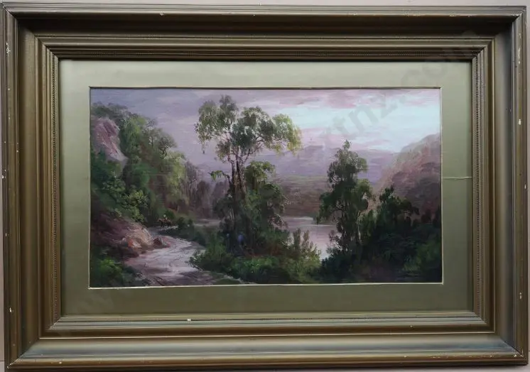 BOLLARD, W. Allen (1869-1941) - Road Running Alongside River with Man on Horse Image 1++