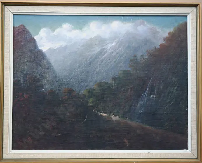 PERRETT, John Douglas (1859-1937) - Track and Gorge through Southern Alps Image 1++