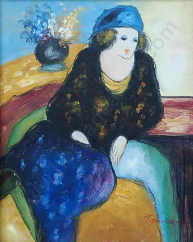 DANTOP, T. - Seated Lady with Flowers in Background Image 1++