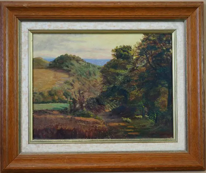 UNKNOWN Artist - Farmland with Sheep, Early 20th Century Image 1++