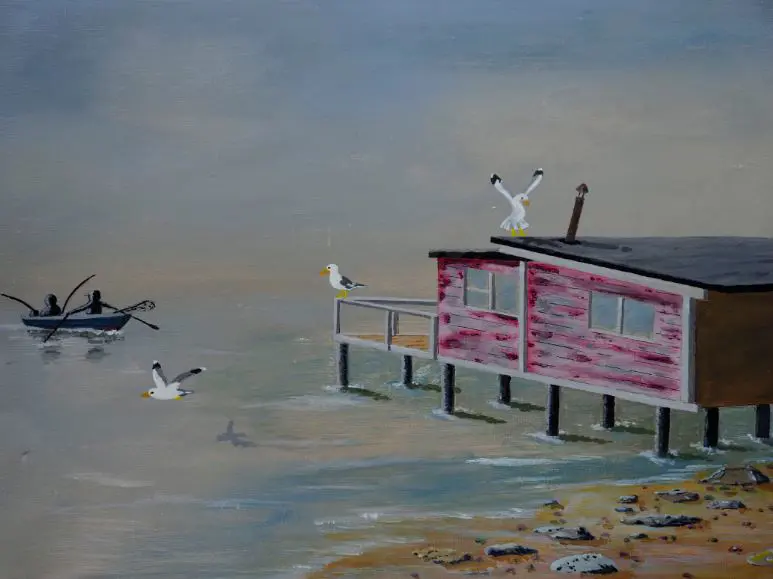 READING, Richard - Seagulls by Boatshed Image 1++