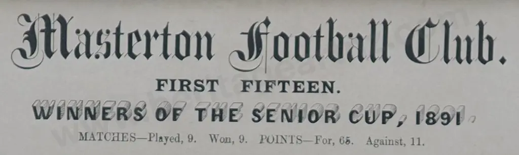 PRICE, Thomas Edward (1863-1928) - Masterton Football Club, 1891 Image 1++