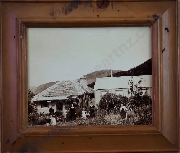 PHOTOGRAPHER, Unknown - Colonial Homestead with Family - Late 19th Century Image 1++