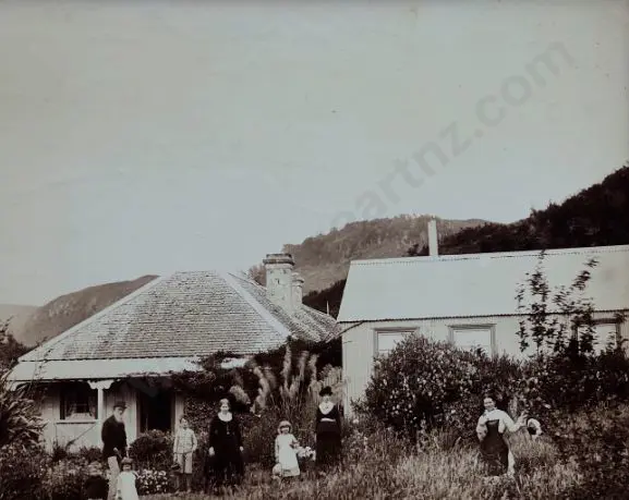 PHOTOGRAPHER, Unknown - Colonial Homestead with Family - Late 19th Century Image 1++