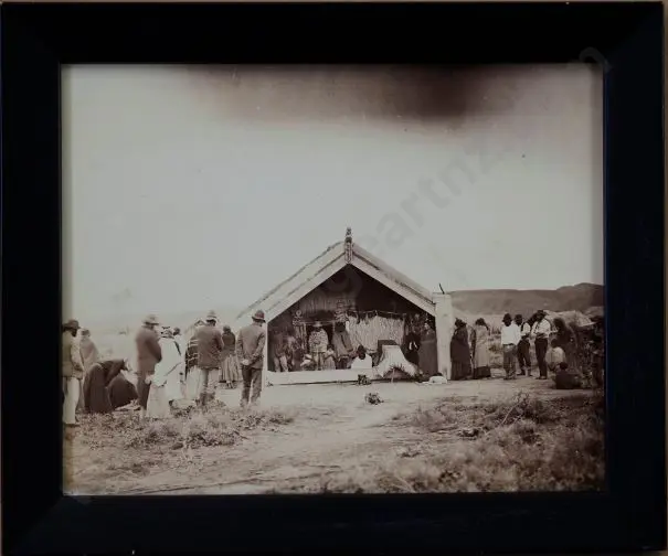 PHOTOGRAPHER, Unknown - Tangi at Maori Whare - Late 19th Century Image 1++