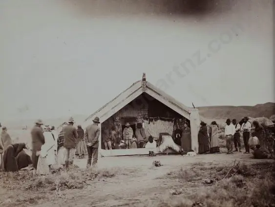 PHOTOGRAPHER, Unknown - Tangi at Maori Whare - Late 19th Century Image 1++