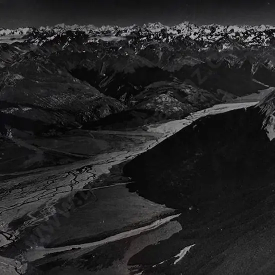 BROWNE, Victor Carlyle (1900-1980) - Looking South over Waimakariri River, c. 1950