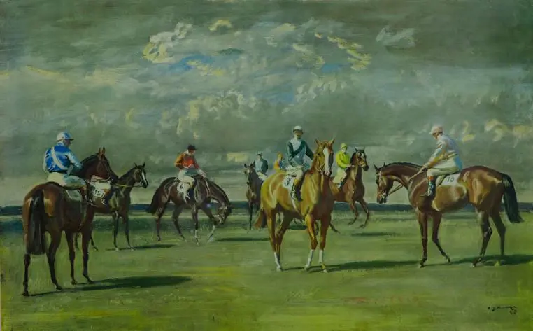 MUNNINGS, Sir Alfred (1878-1959) - Before the Start. Newmarket Image 1++
