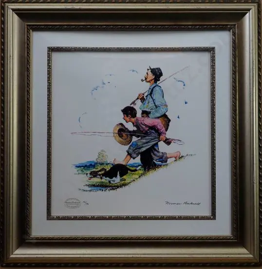 ROCKWELL, Norman (1894-1978) - Grandpa and Me Fishing Image 1++