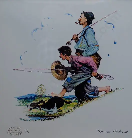ROCKWELL, Norman (1894-1978) - Grandpa and Me Fishing Image 1++