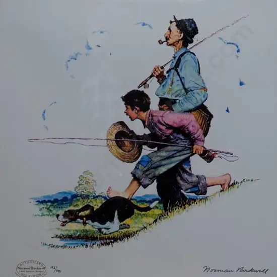 ROCKWELL, Norman (1894-1978) - Grandpa and Me Fishing