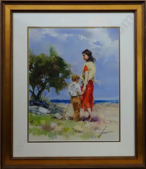 DAENI, Pino (1939-2010) - Sunset Stroll - Children by Tree and Sea Image 1++