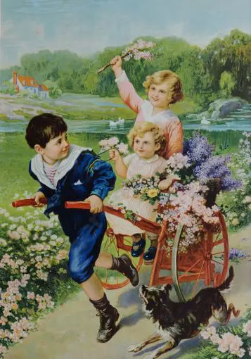 UNKNOWN Artist - Children and Cart Image 1++