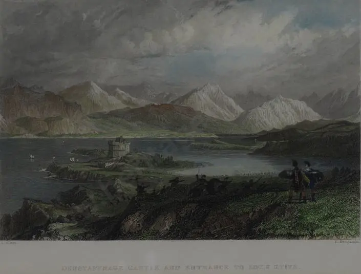 ALLOM, Thomas (1804-1872) - Dunstaffhage Castle and Entrance to Loch Etive Image 1++