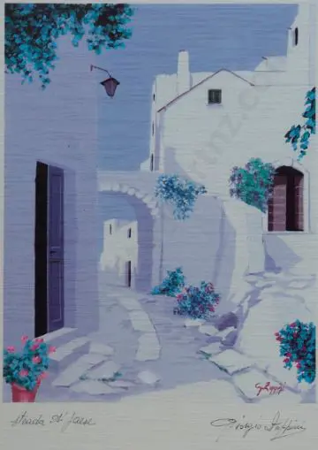 ZUPPINI, Giorgo (1938-1990) - Italian Village Street Image 1++